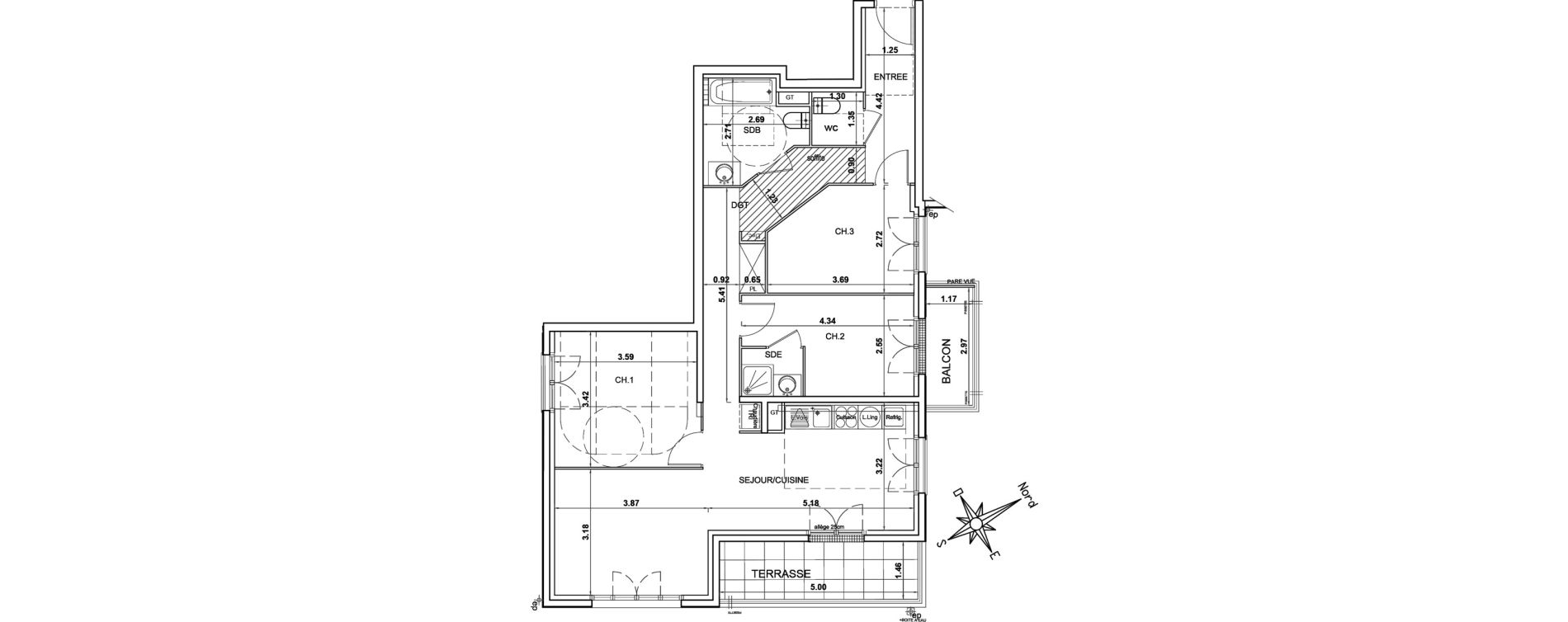 Appartement T4 de 84,80 m2 &agrave; Montgeron Centre