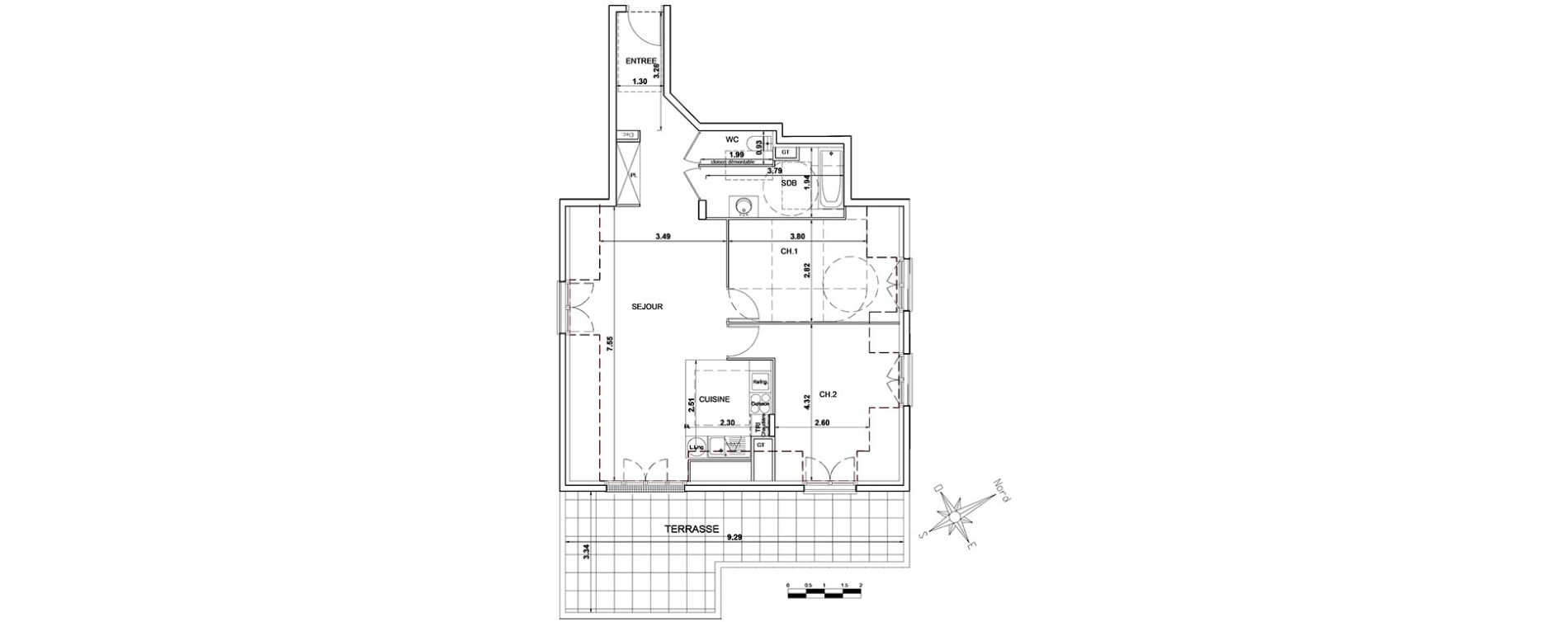 Appartement T3 de 71,30 m2 &agrave; Montgeron Centre