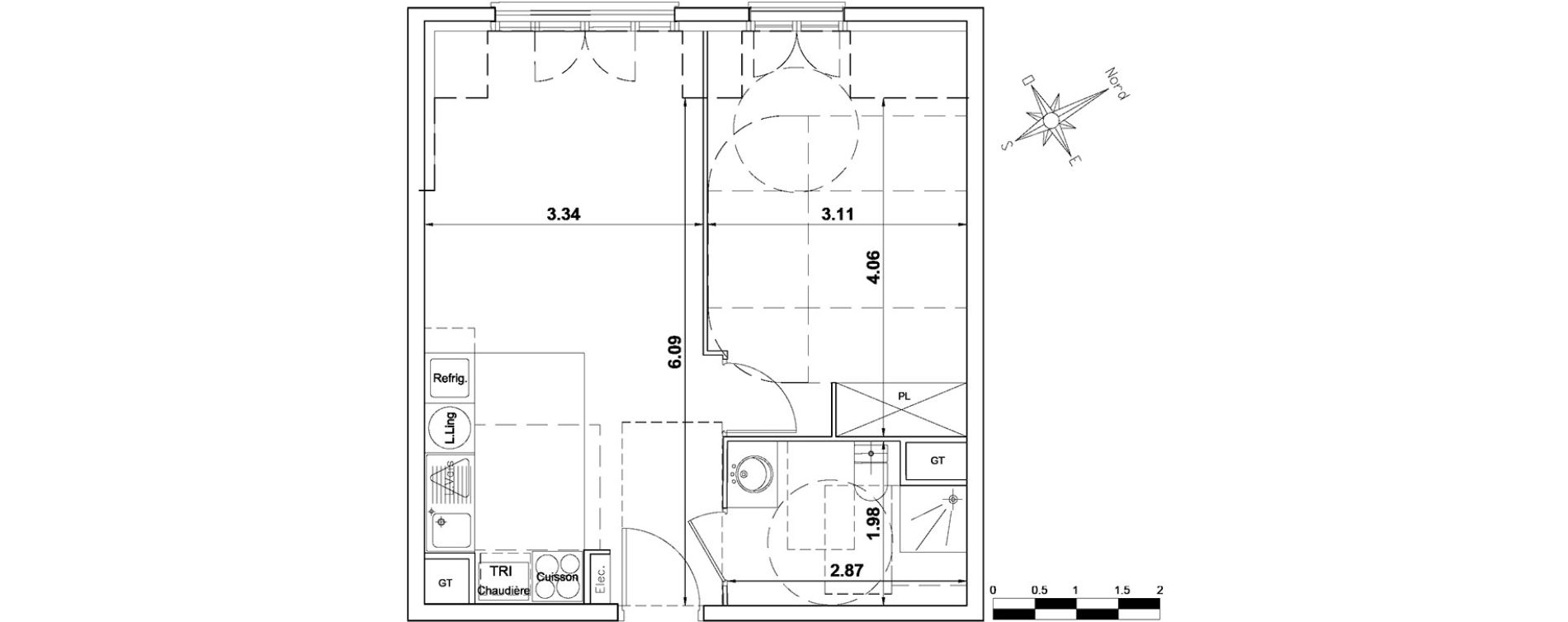 Appartement T2 de 40,70 m2 &agrave; Montgeron Centre