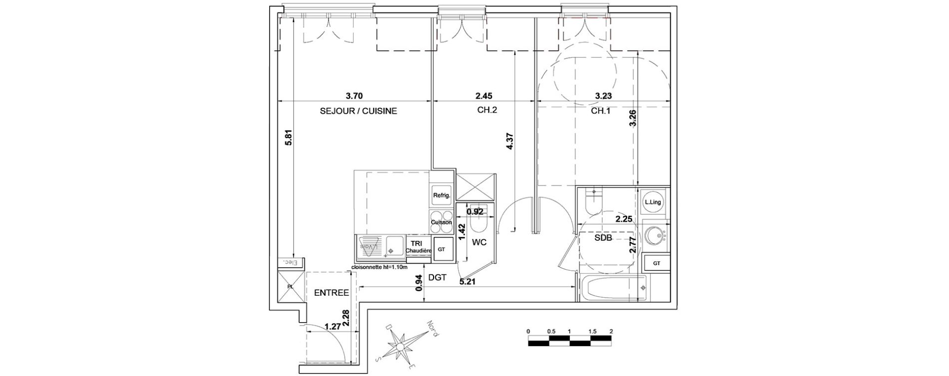 Appartement T3 de 61,15 m2 &agrave; Montgeron Centre