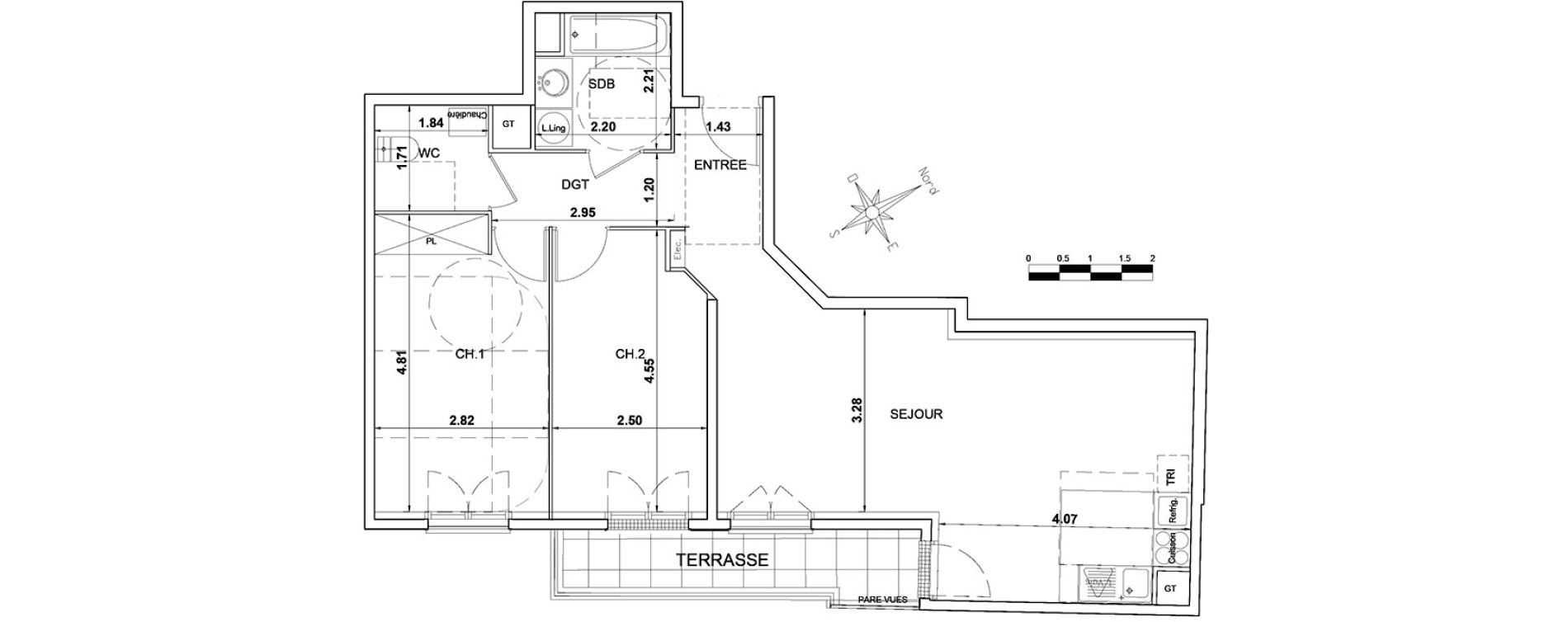 Appartement T3 de 69,10 m2 &agrave; Montgeron Centre