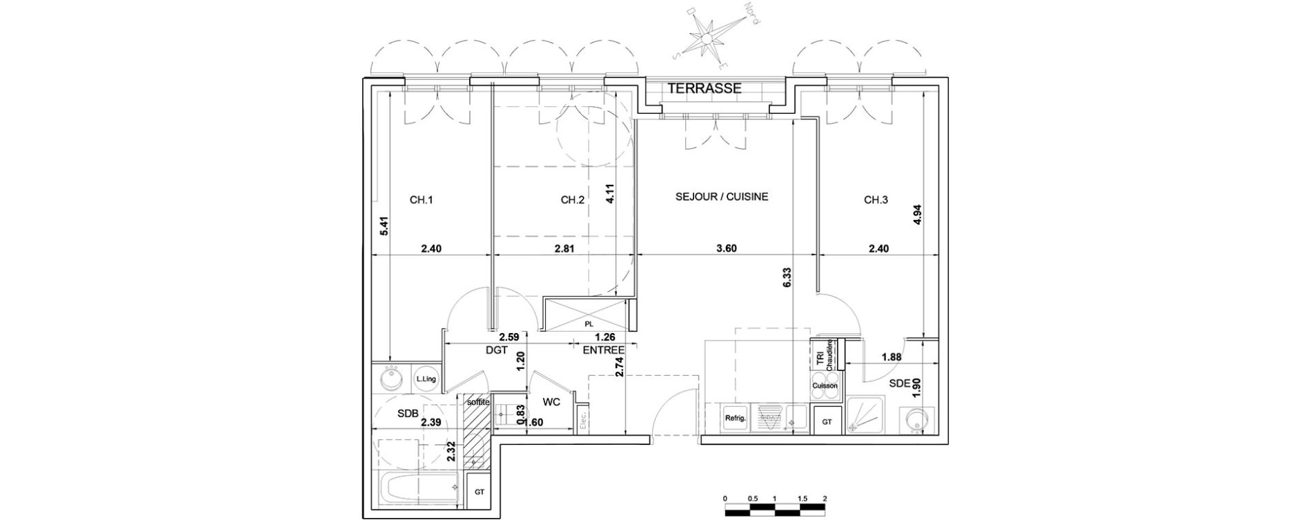 Appartement T4 de 77,05 m2 &agrave; Montgeron Centre