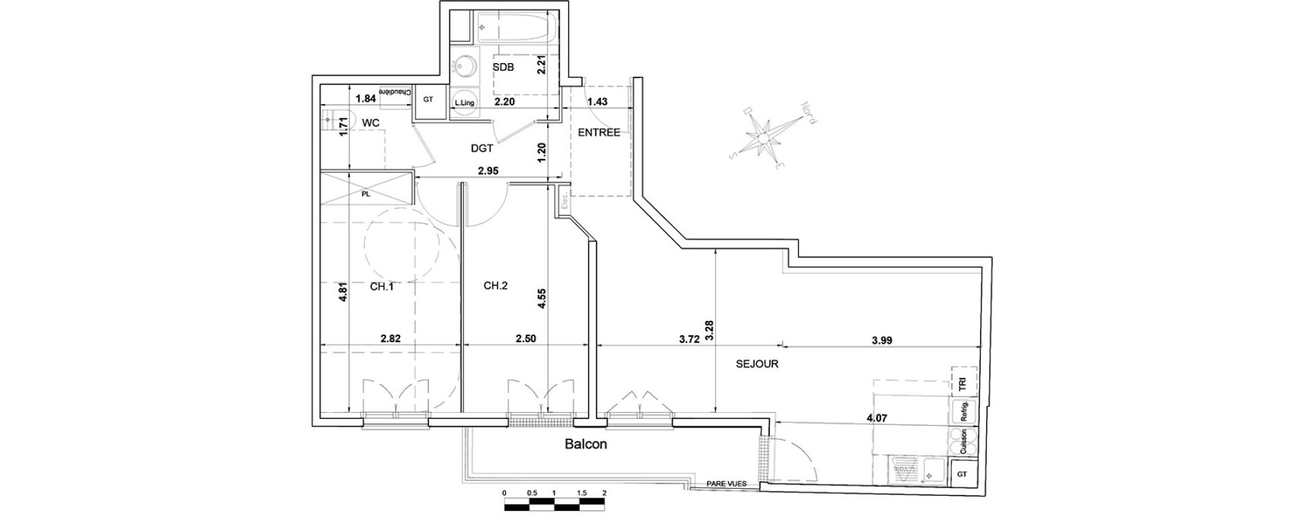 Appartement T3 de 69,10 m2 &agrave; Montgeron Centre
