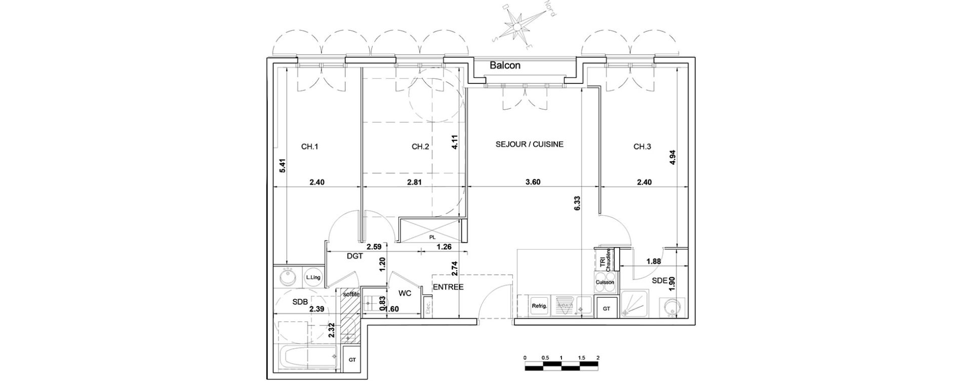Appartement T4 de 77,05 m2 &agrave; Montgeron Centre