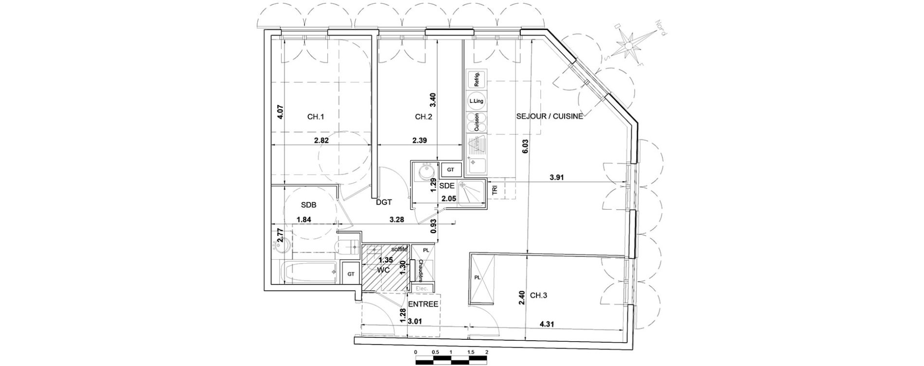 Appartement T4 de 74,15 m2 &agrave; Montgeron Centre