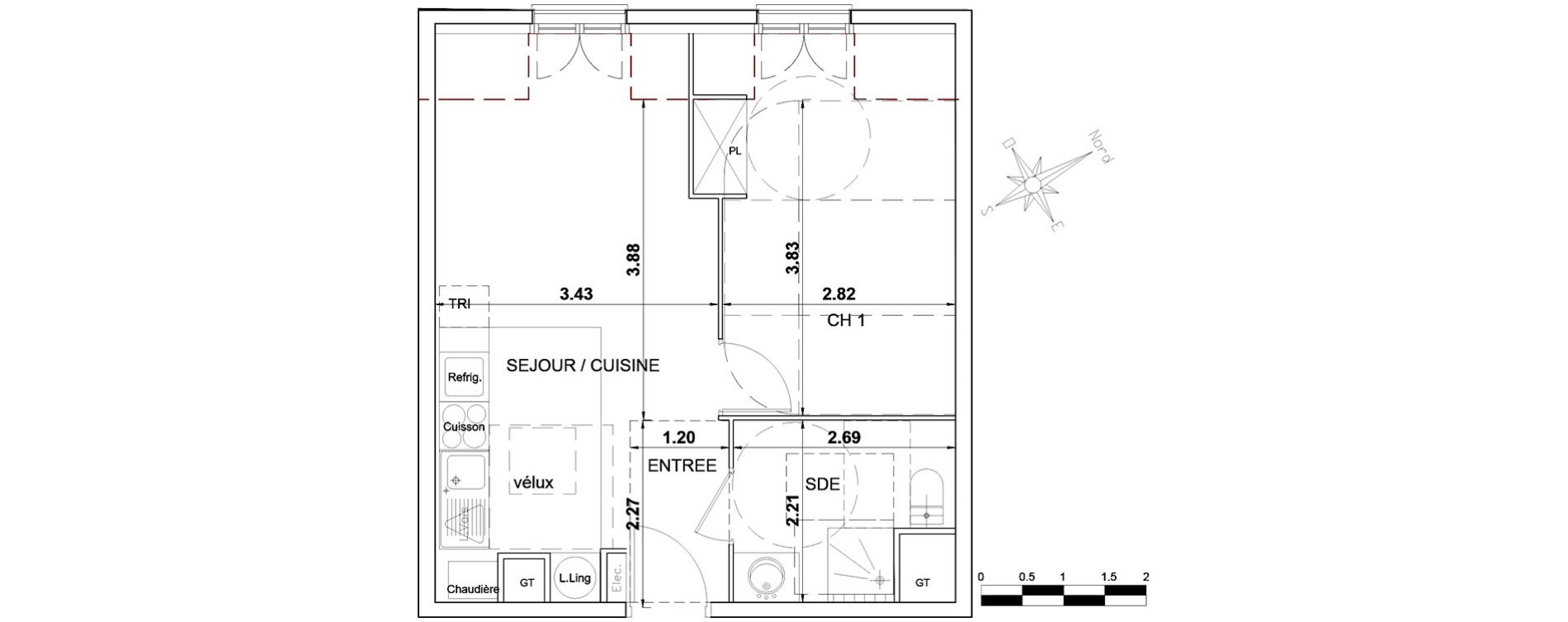 Appartement T2 de 38,60 m2 &agrave; Montgeron Centre