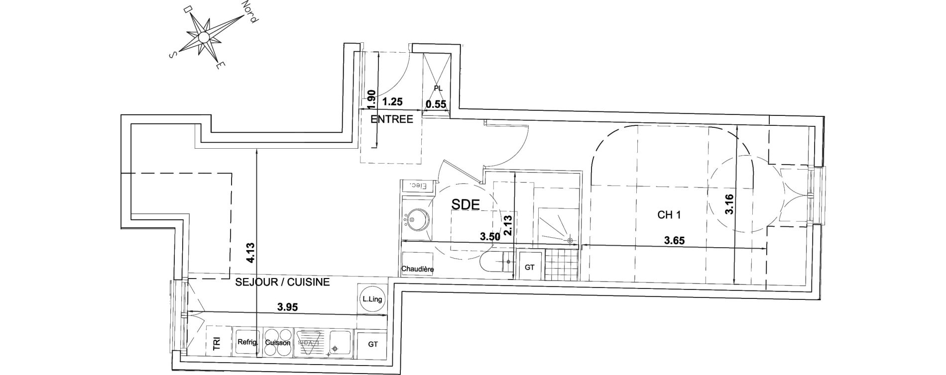 Appartement T2 de 41,65 m2 &agrave; Montgeron Centre