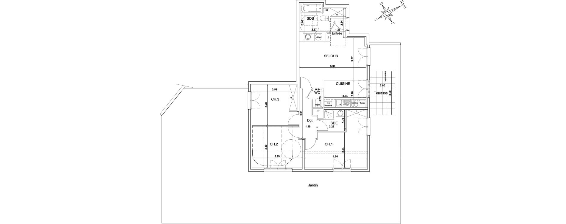 Appartement T4 de 84,75 m2 &agrave; Montgeron Centre