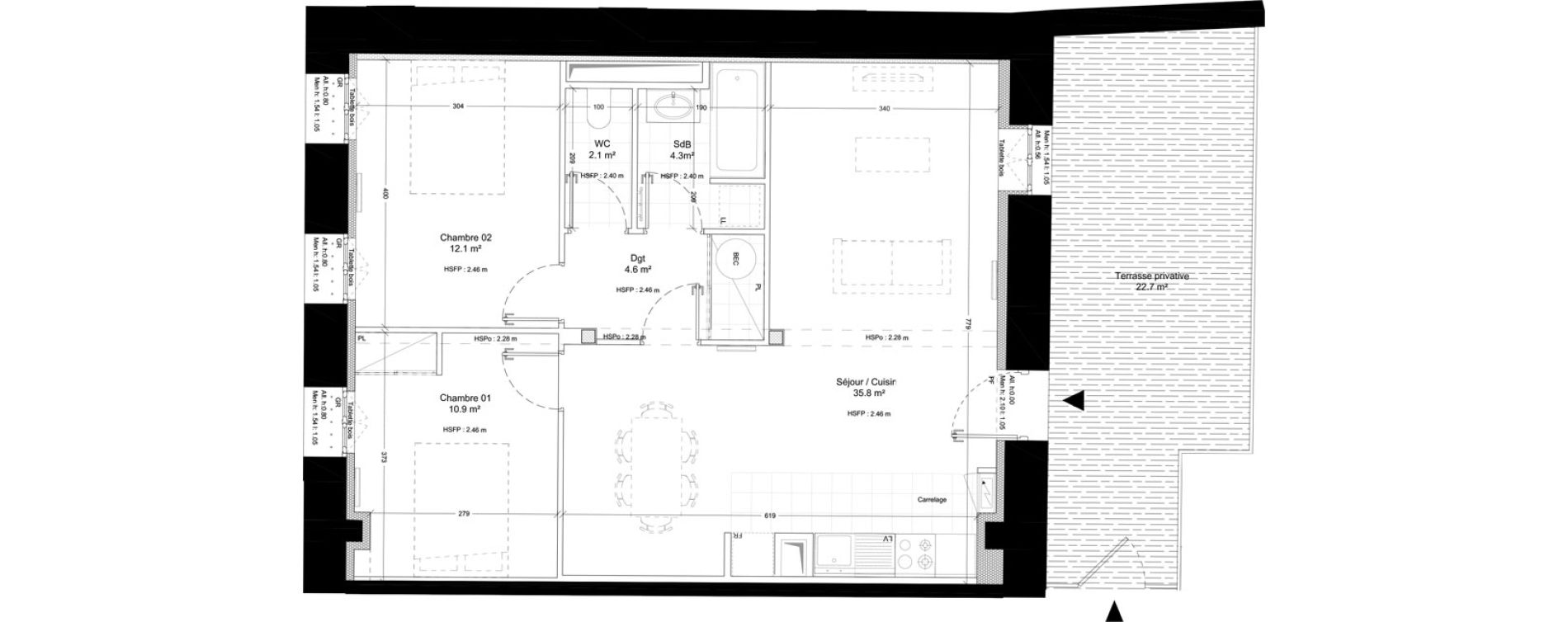 Appartement T3 de 69,80 m2 &agrave; Montgeron Centre