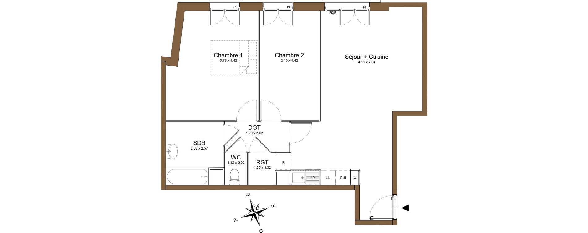 Appartement T3 de 67,73 m2 &agrave; Montlh&eacute;ry Centre