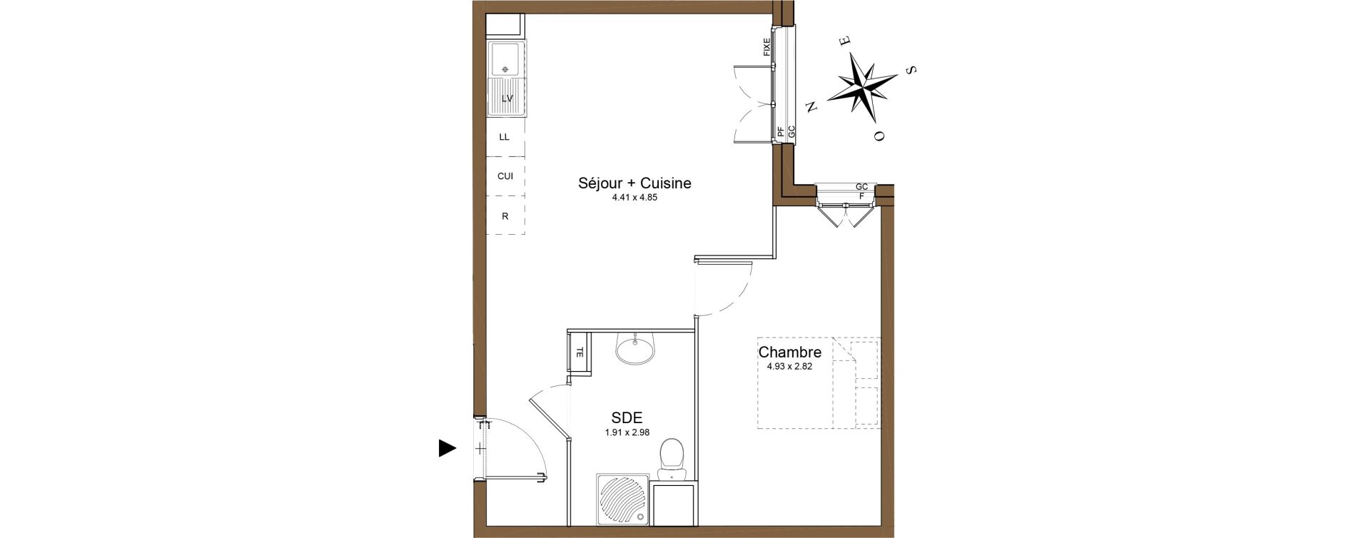 Appartement T2 de 41,49 m2 &agrave; Montlh&eacute;ry Centre