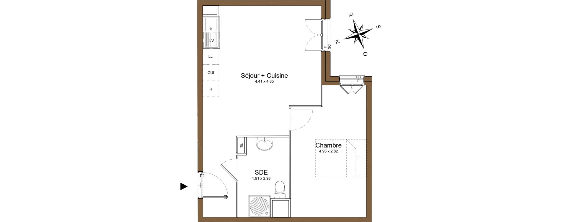 Appartement T2 de 41,49 m2 &agrave; Montlh&eacute;ry Centre