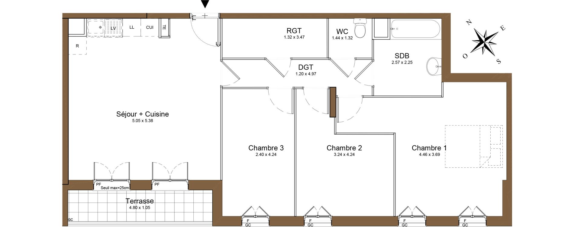 Appartement T4 de 81,88 m2 &agrave; Montlh&eacute;ry Centre