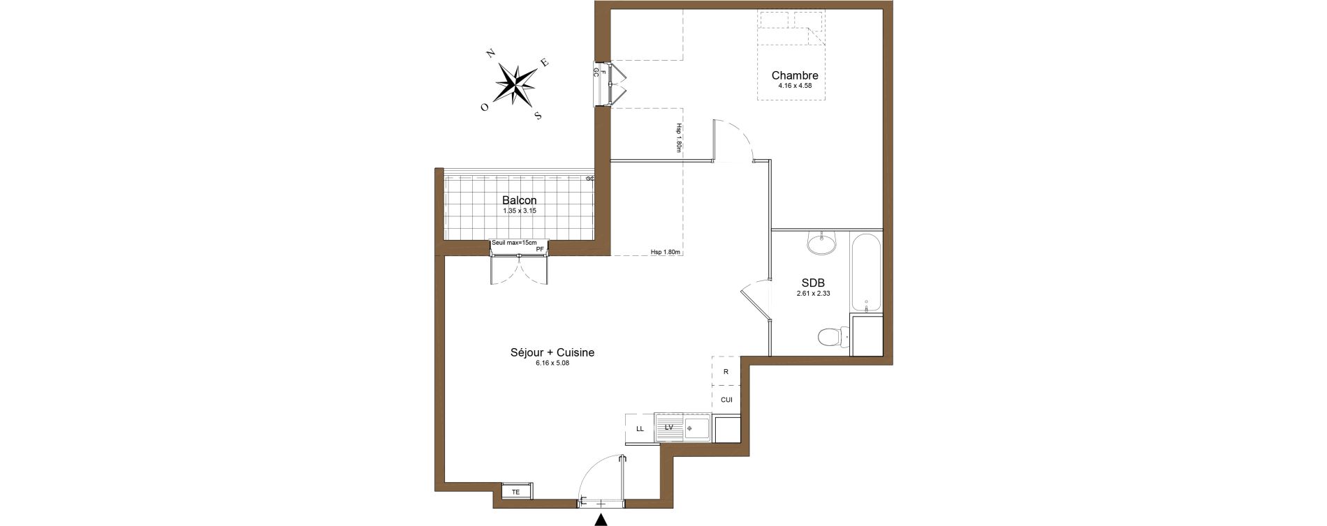 Appartement T2 de 56,29 m2 &agrave; Montlh&eacute;ry Centre