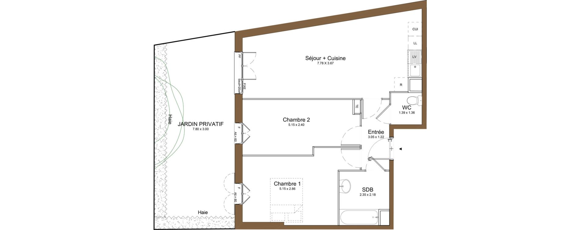 Appartement T3 de 59,80 m2 &agrave; Montlh&eacute;ry Centre