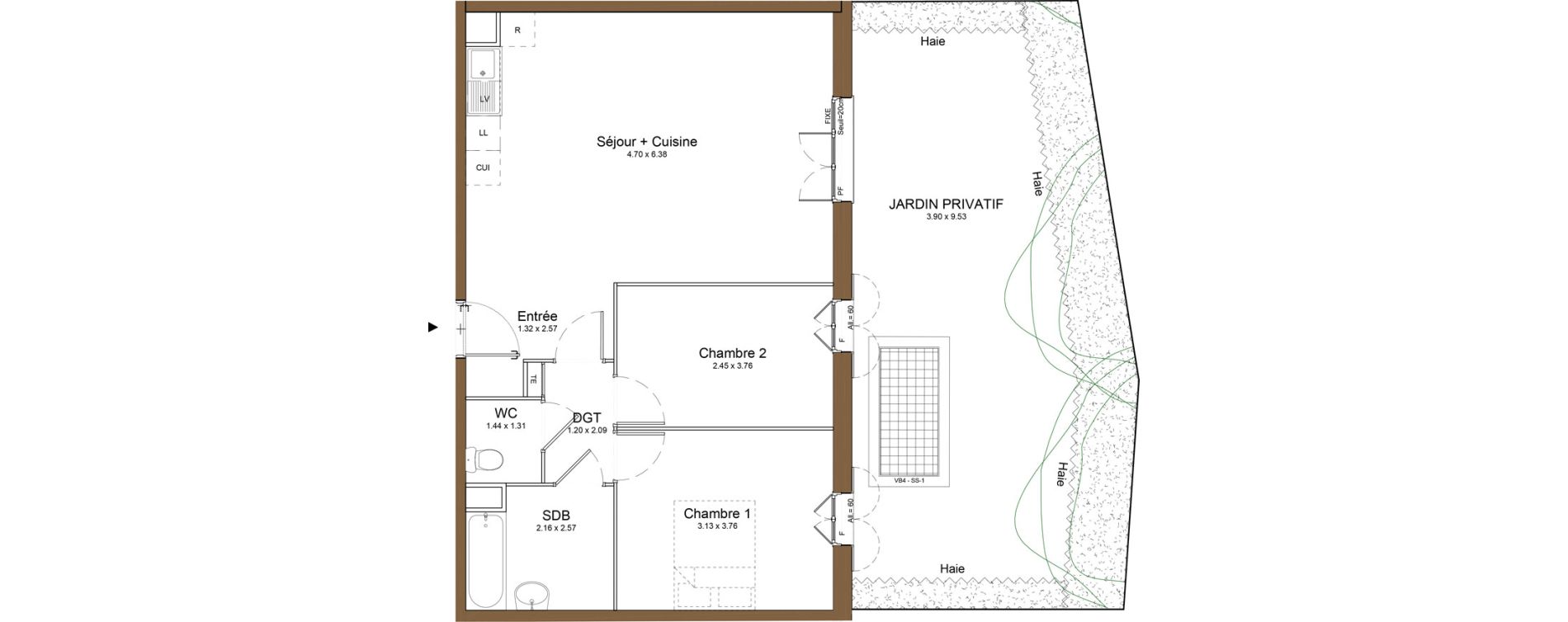 Appartement T3 de 64,23 m2 &agrave; Montlh&eacute;ry Centre