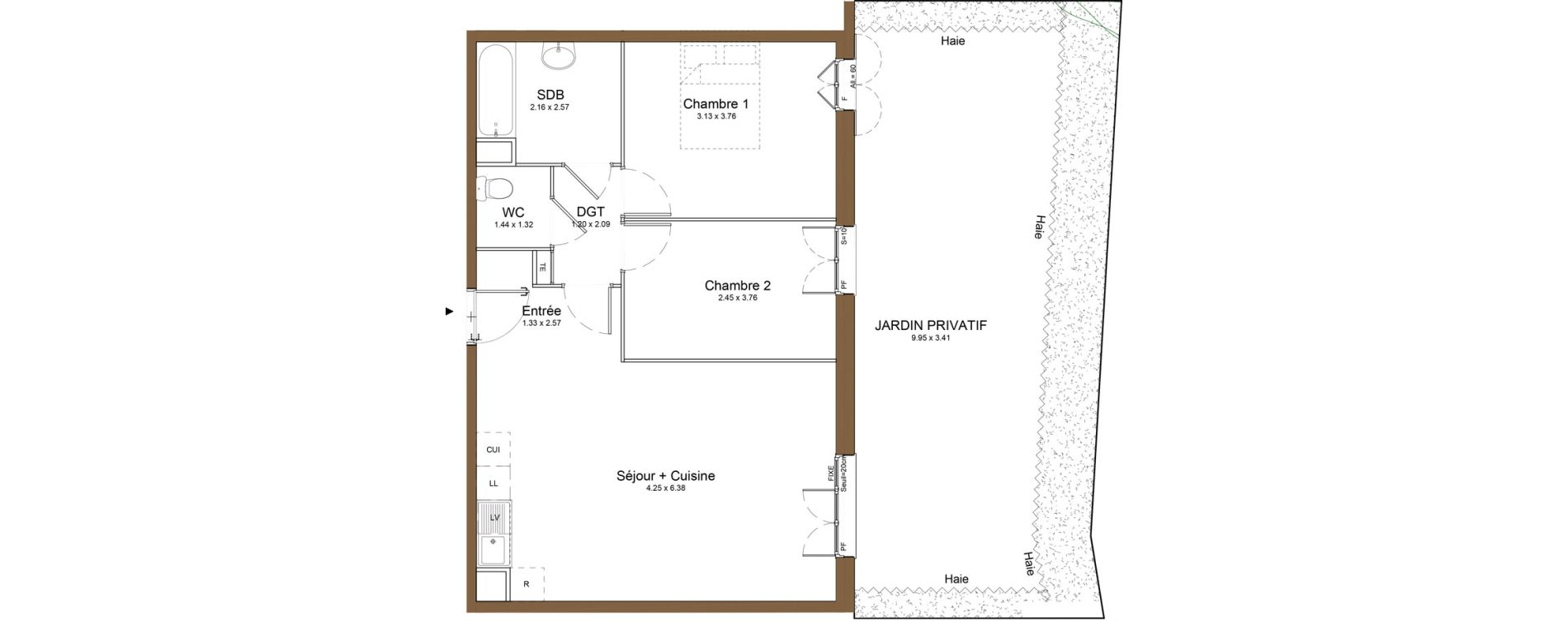 Appartement T3 de 61,39 m2 &agrave; Montlh&eacute;ry Centre