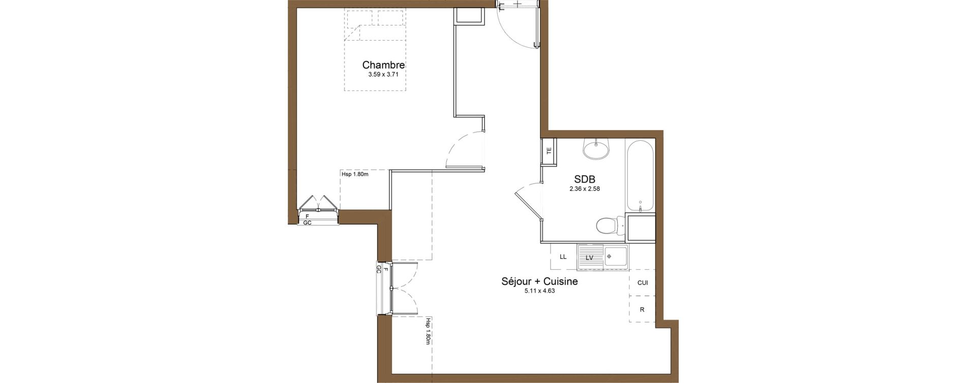 Appartement T2 de 47,47 m2 &agrave; Montlh&eacute;ry Centre