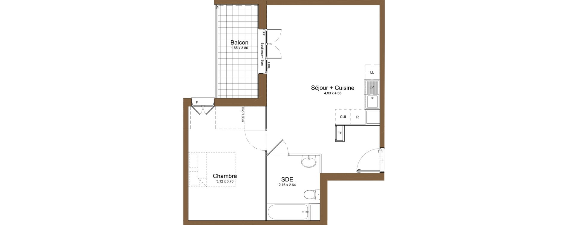 Appartement T2 de 47,36 m2 &agrave; Montlh&eacute;ry Centre