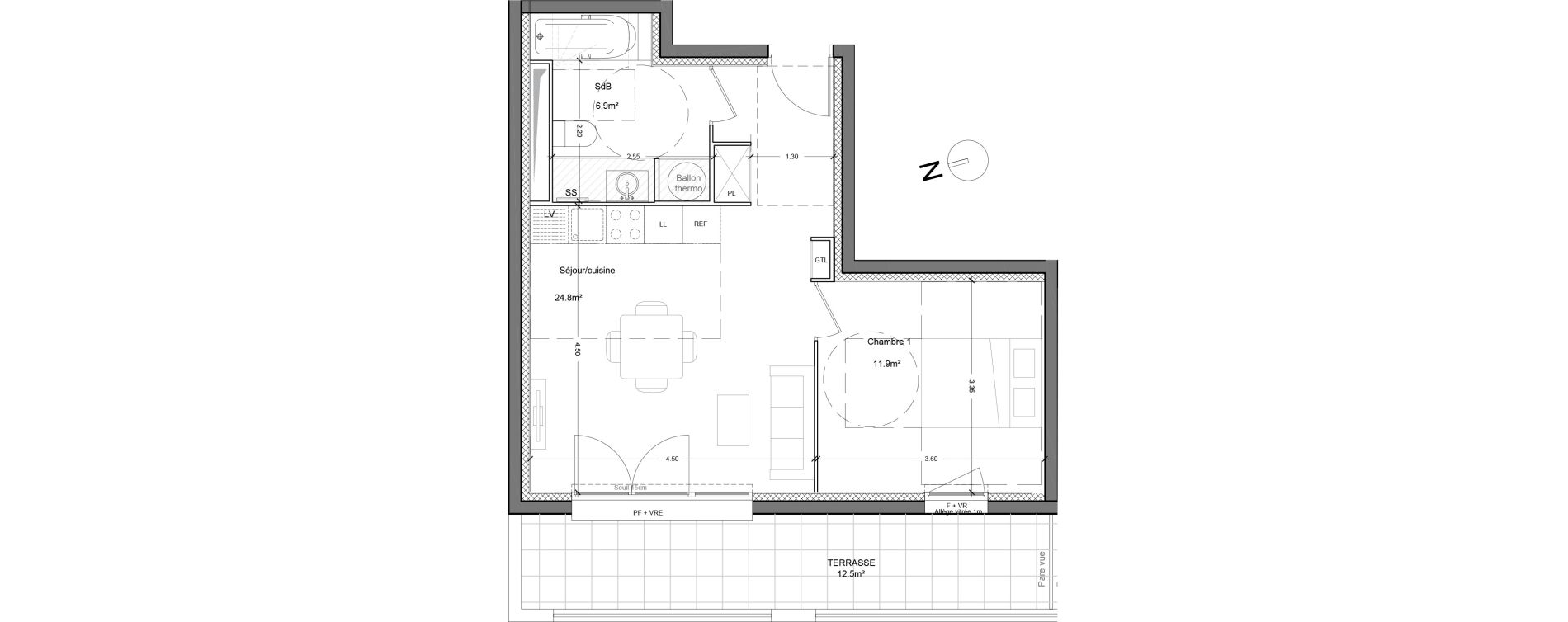 Appartement T2 de 43,60 m2 &agrave; Montlh&eacute;ry Centre