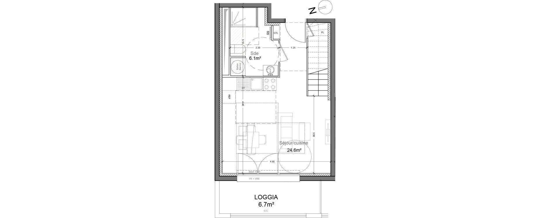 Duplex T3 de 62,70 m2 &agrave; Montlh&eacute;ry Centre