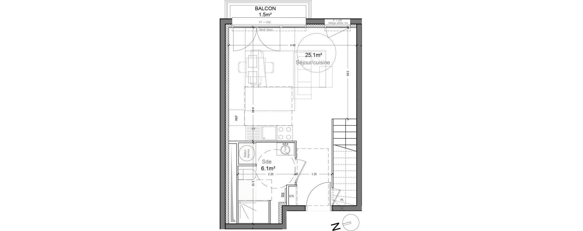 Appartement T3 de 63,80 m2 &agrave; Montlh&eacute;ry Centre