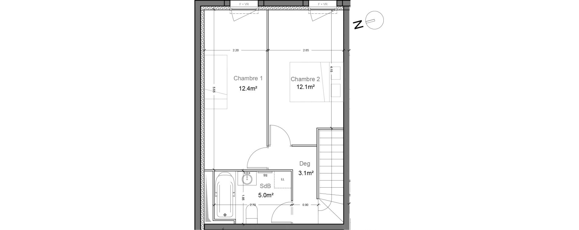 Appartement T3 de 63,80 m2 &agrave; Montlh&eacute;ry Centre