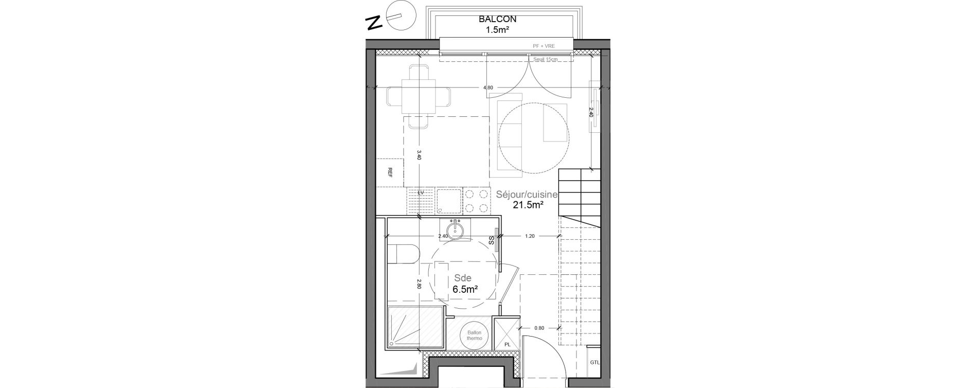 Duplex T3 de 62,80 m2 &agrave; Montlh&eacute;ry Centre
