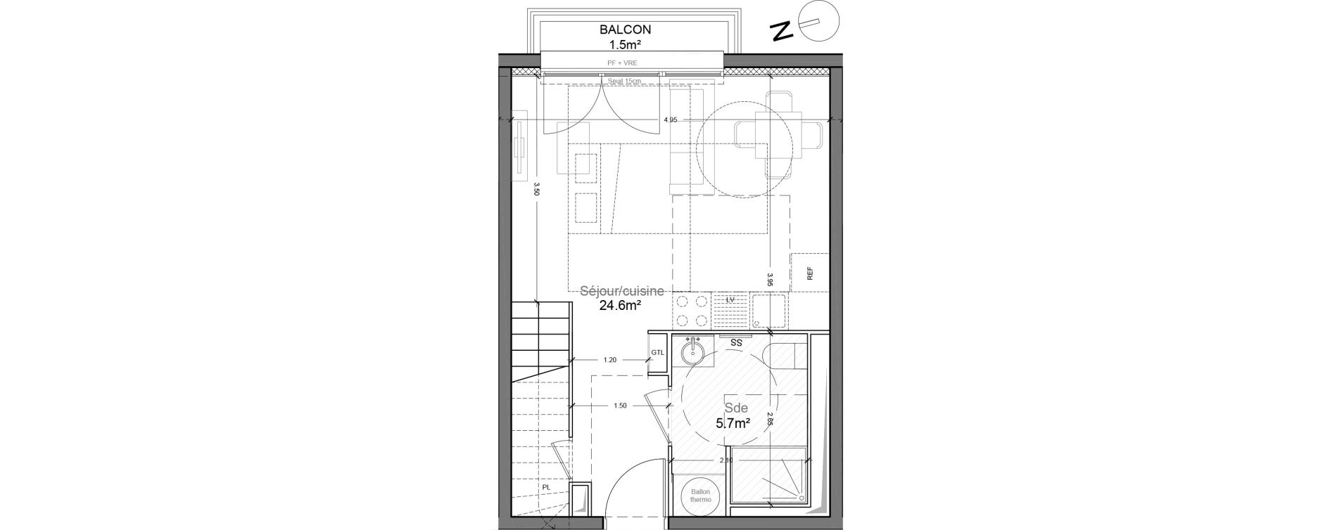 Duplex T3 de 64,50 m2 &agrave; Montlh&eacute;ry Centre