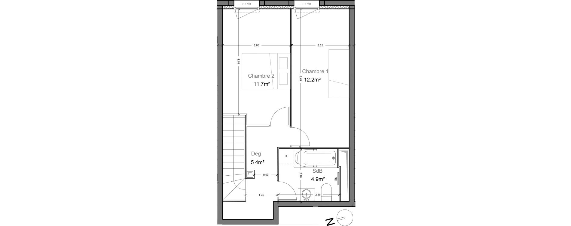 Duplex T3 de 64,50 m2 &agrave; Montlh&eacute;ry Centre