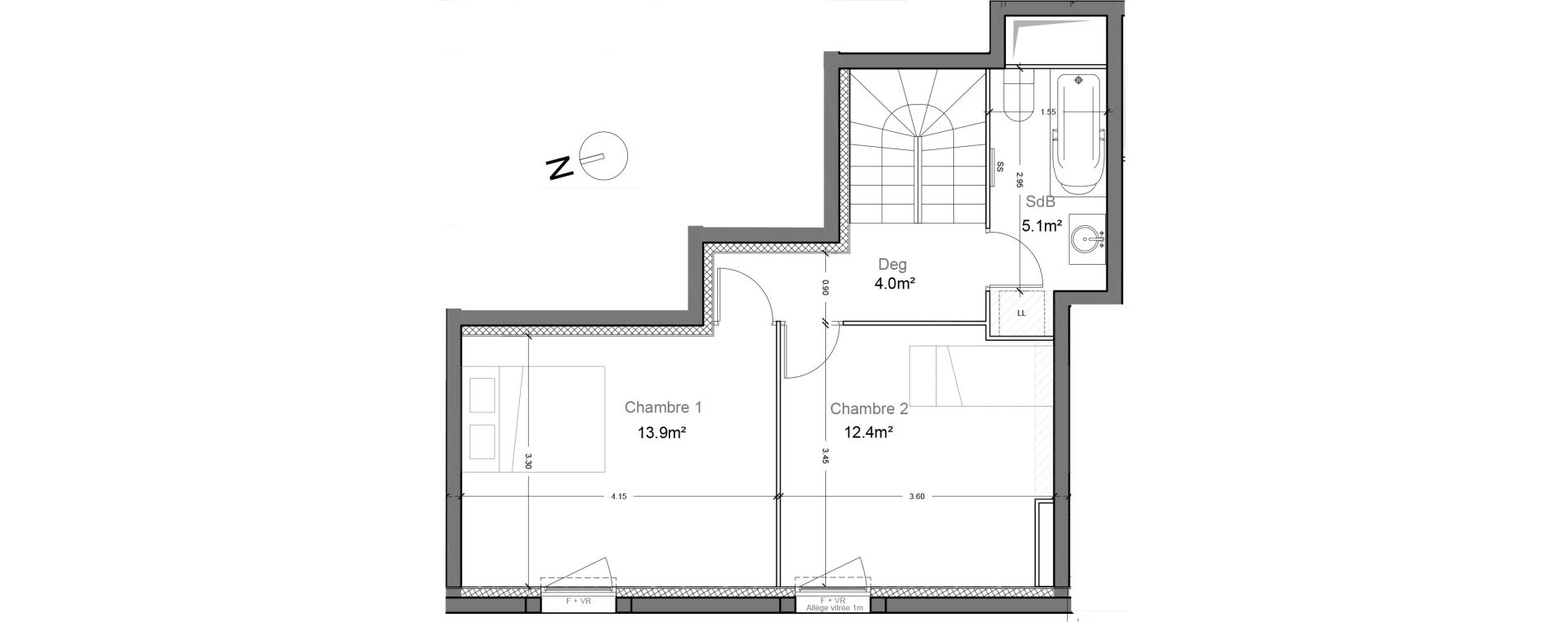 Duplex T3 de 69,60 m2 &agrave; Montlh&eacute;ry Centre