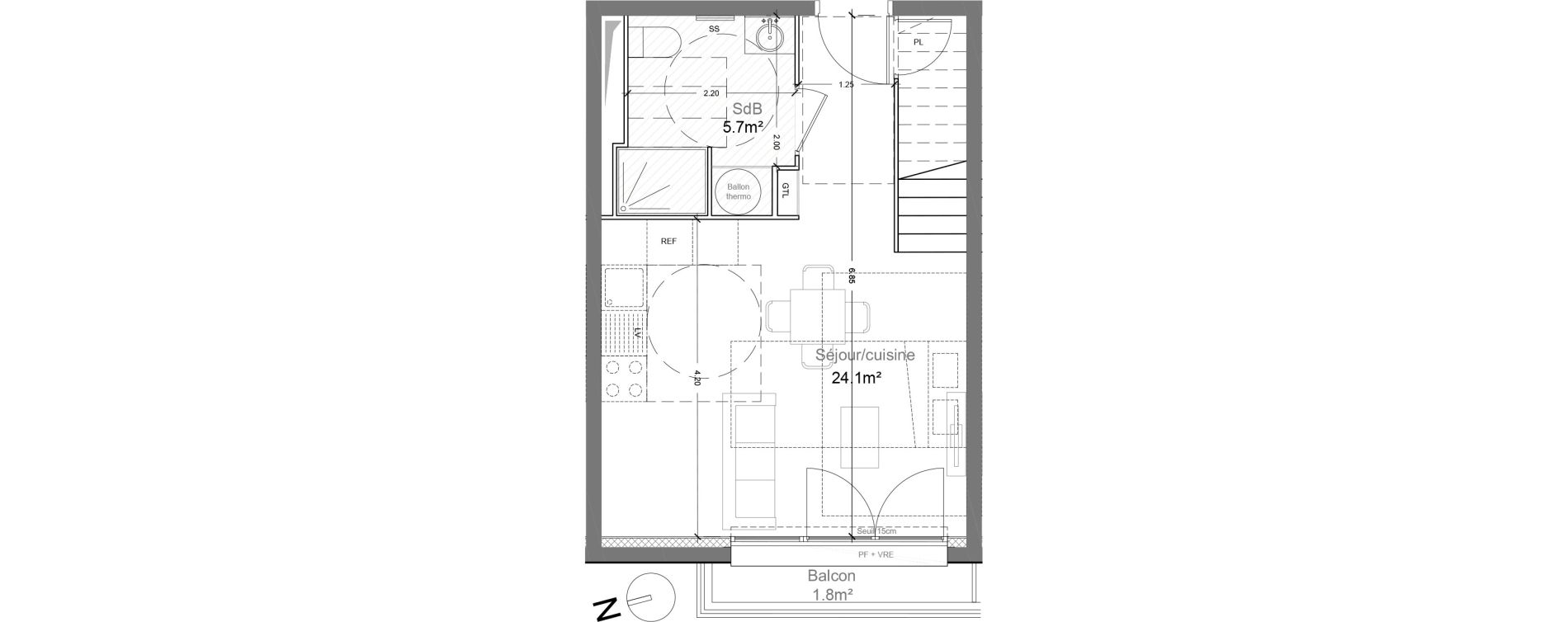 Duplex T3 de 60,80 m2 &agrave; Montlh&eacute;ry Centre