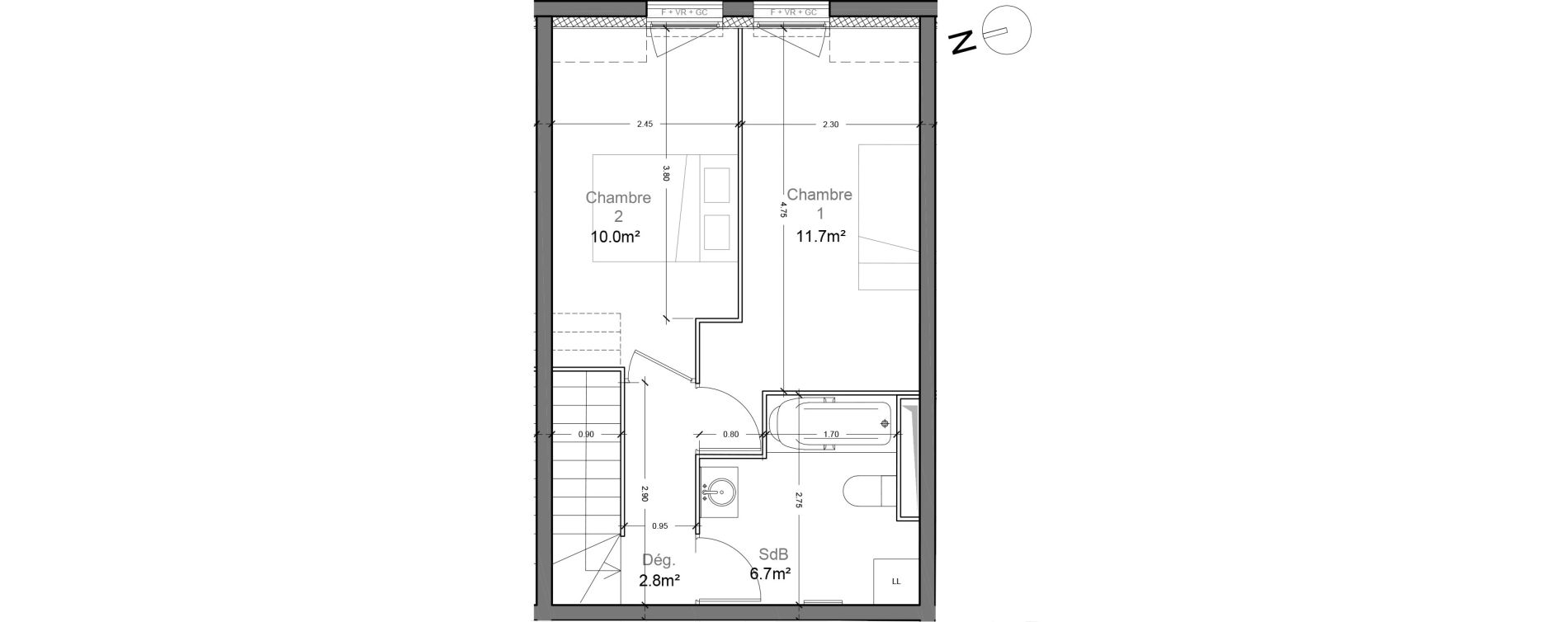 Duplex T3 de 60,50 m2 &agrave; Montlh&eacute;ry Centre