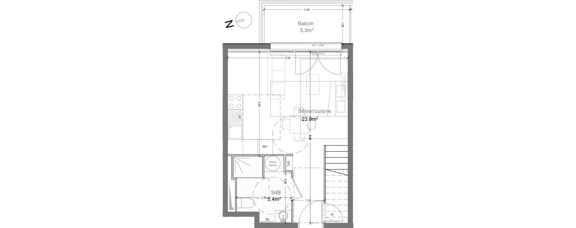 Duplex T3 de 60,40 m2 &agrave; Montlh&eacute;ry Centre