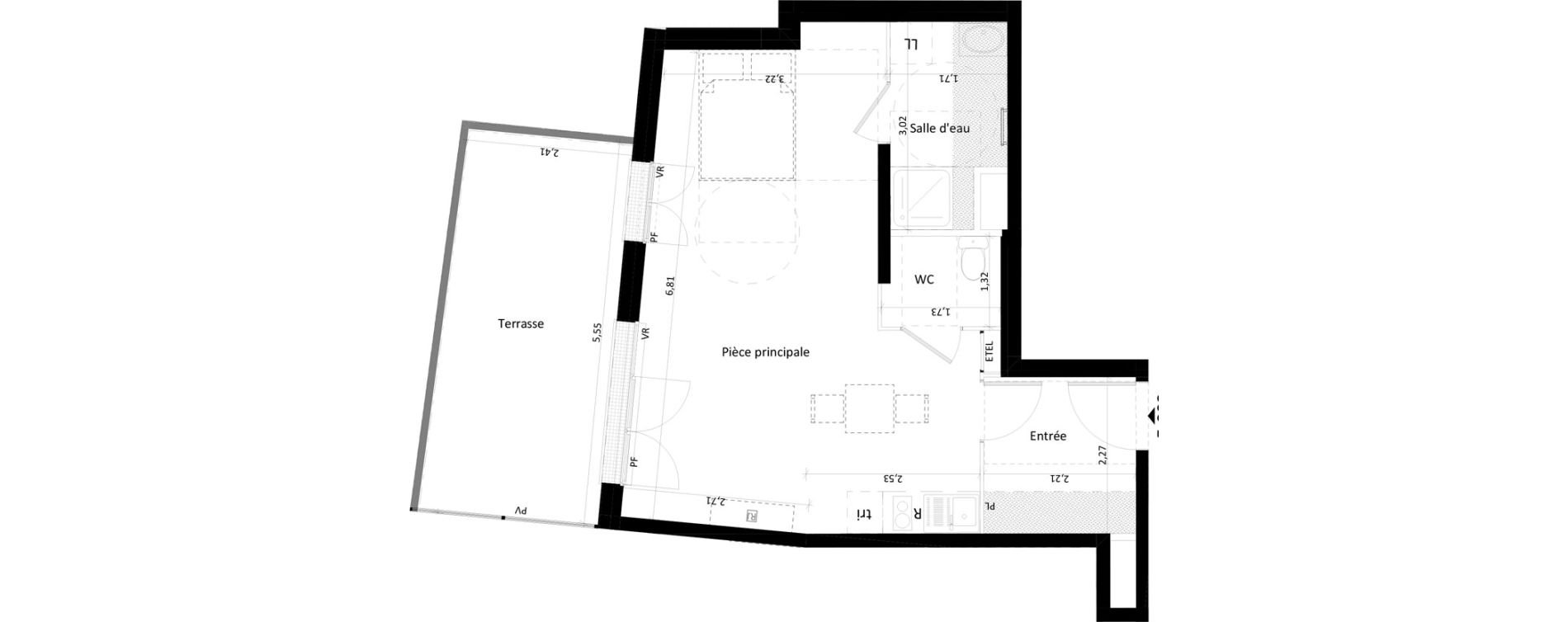 Appartement T1 de 40,82 m2 &agrave; Montlh&eacute;ry Centre