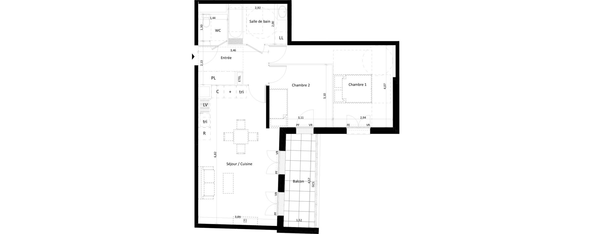 Appartement T3 de 64,50 m2 &agrave; Montlh&eacute;ry Centre