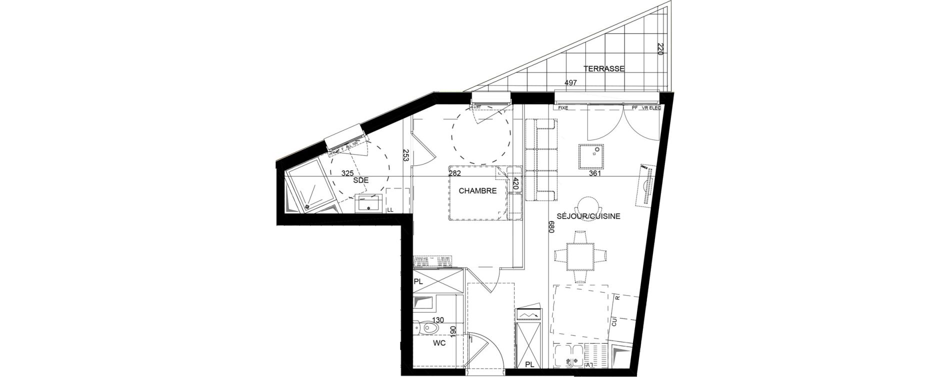 Appartement T2 de 44,80 m2 &agrave; Montlh&eacute;ry Centre