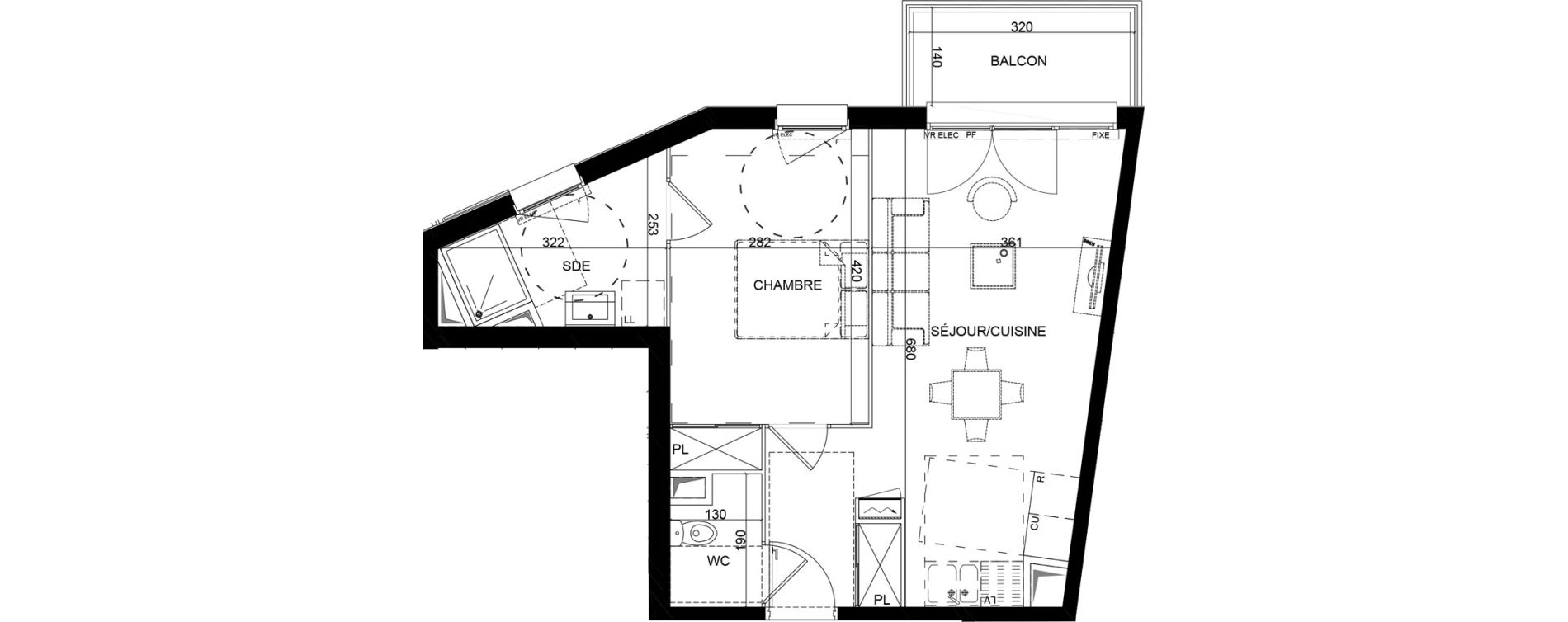 Appartement T2 de 44,80 m2 &agrave; Montlh&eacute;ry Centre