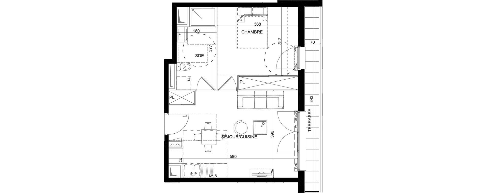 Appartement T2 de 42,75 m2 &agrave; Montlh&eacute;ry Centre