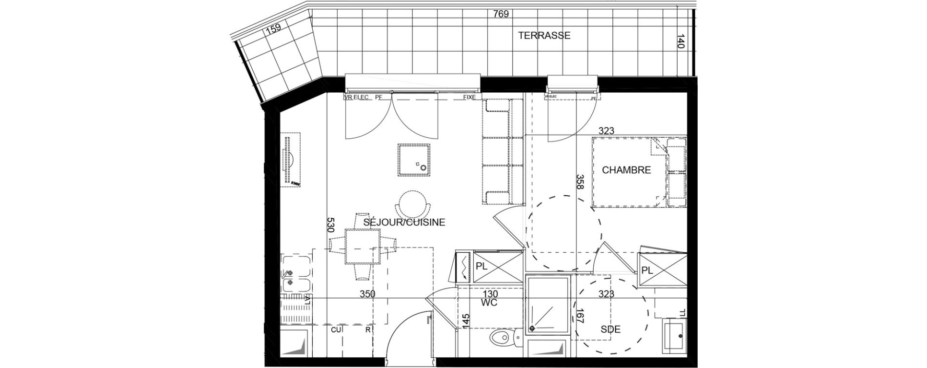 Appartement T2 de 41,55 m2 &agrave; Montlh&eacute;ry Centre