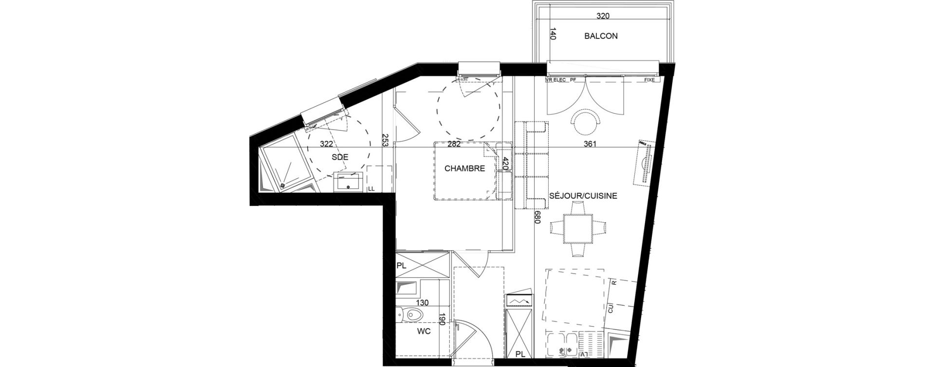 Appartement T2 de 44,80 m2 &agrave; Montlh&eacute;ry Centre