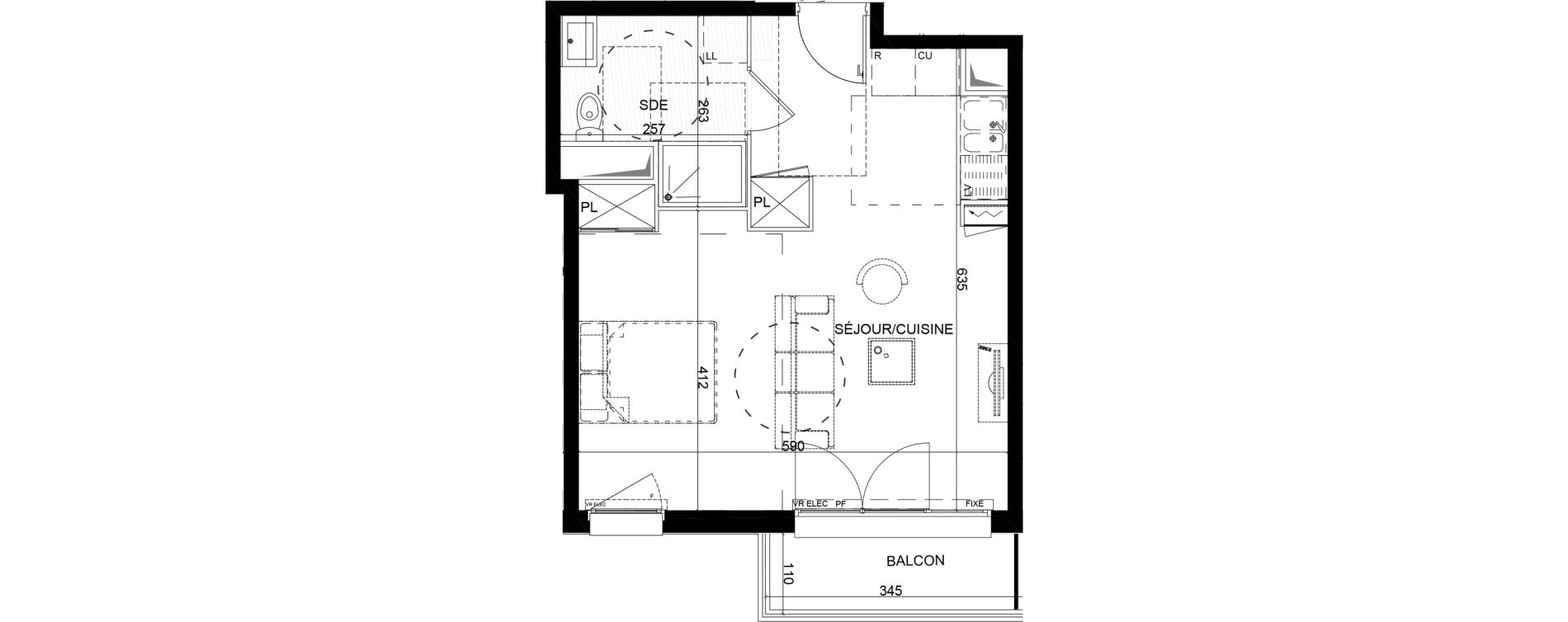 Appartement T1 de 38,10 m2 &agrave; Montlh&eacute;ry Centre