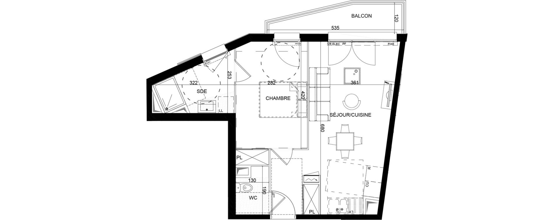 Appartement T2 de 44,80 m2 &agrave; Montlh&eacute;ry Centre