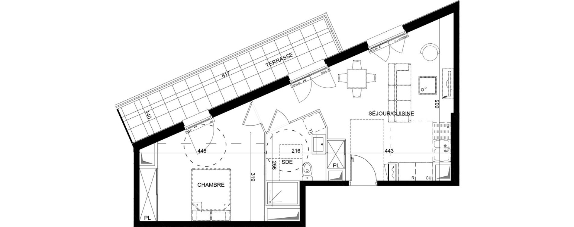 Appartement T2 de 45,90 m2 &agrave; Montlh&eacute;ry Centre