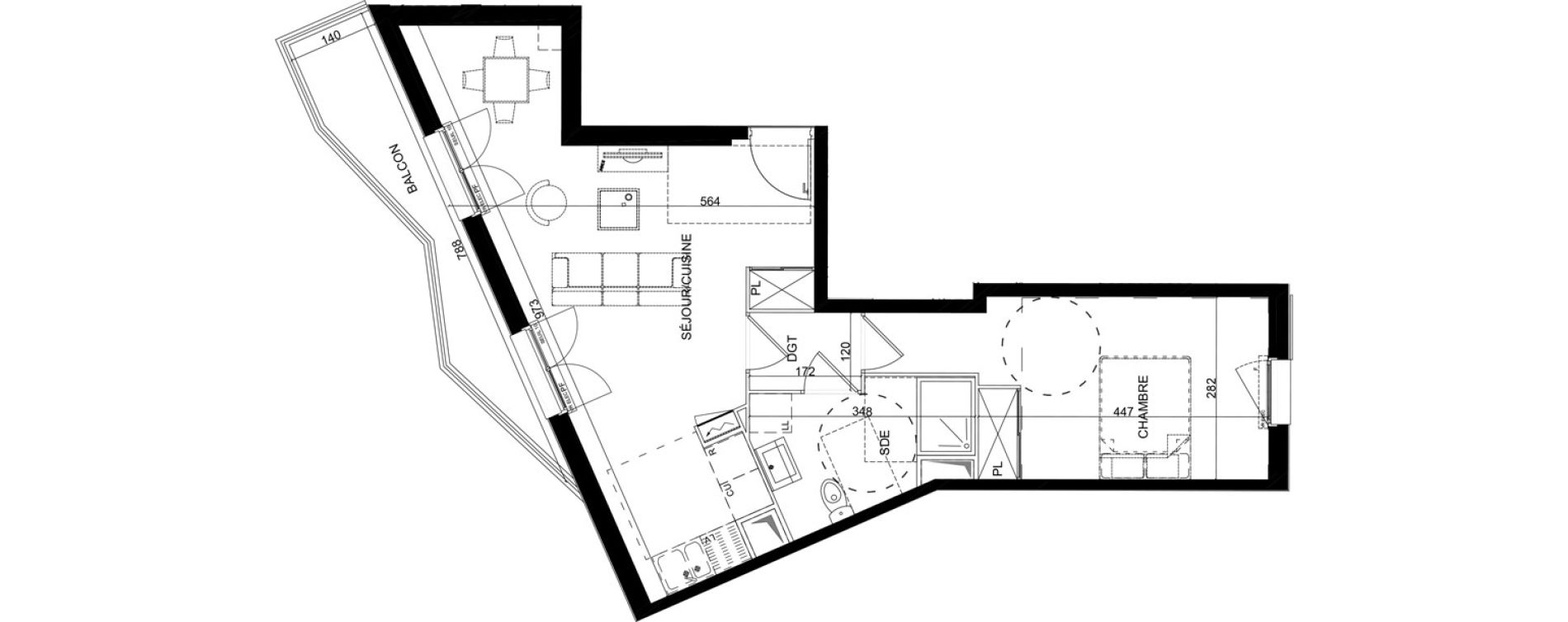 Appartement T2 de 49,40 m2 &agrave; Montlh&eacute;ry Centre