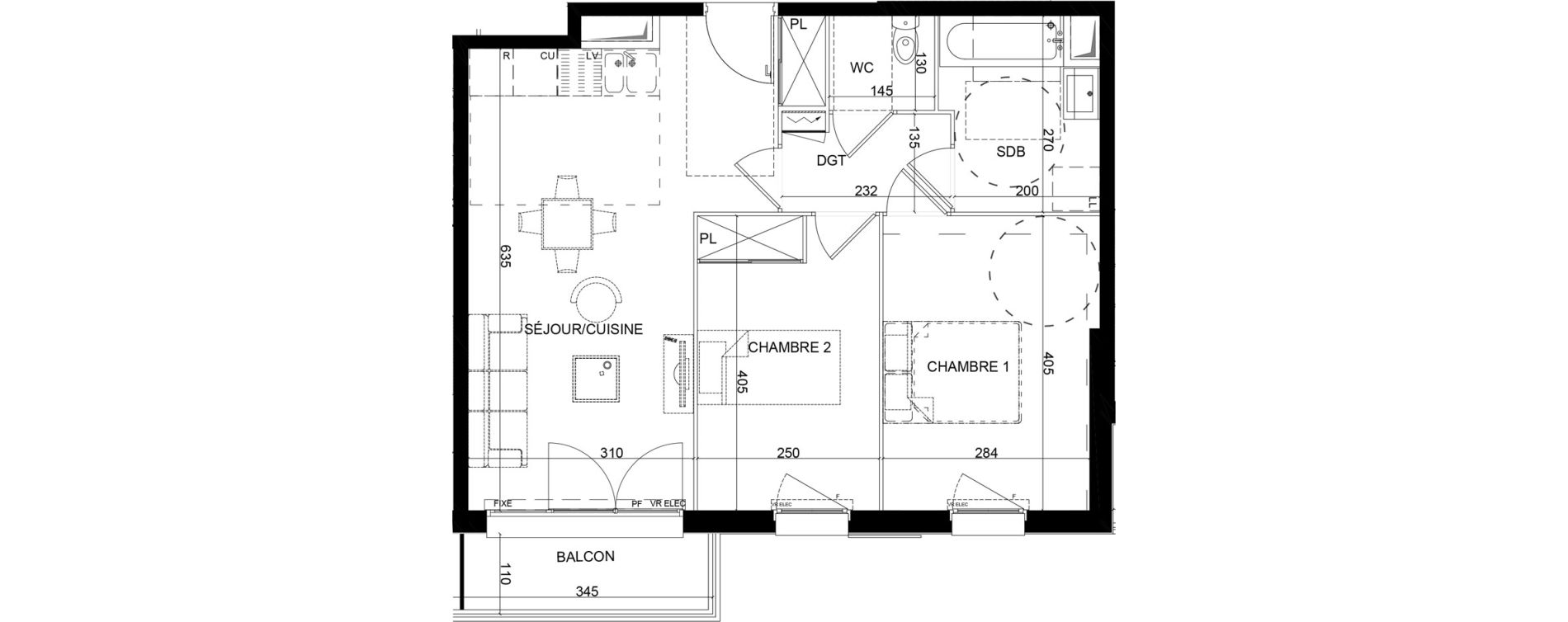 Appartement T3 de 55,85 m2 &agrave; Montlh&eacute;ry Centre