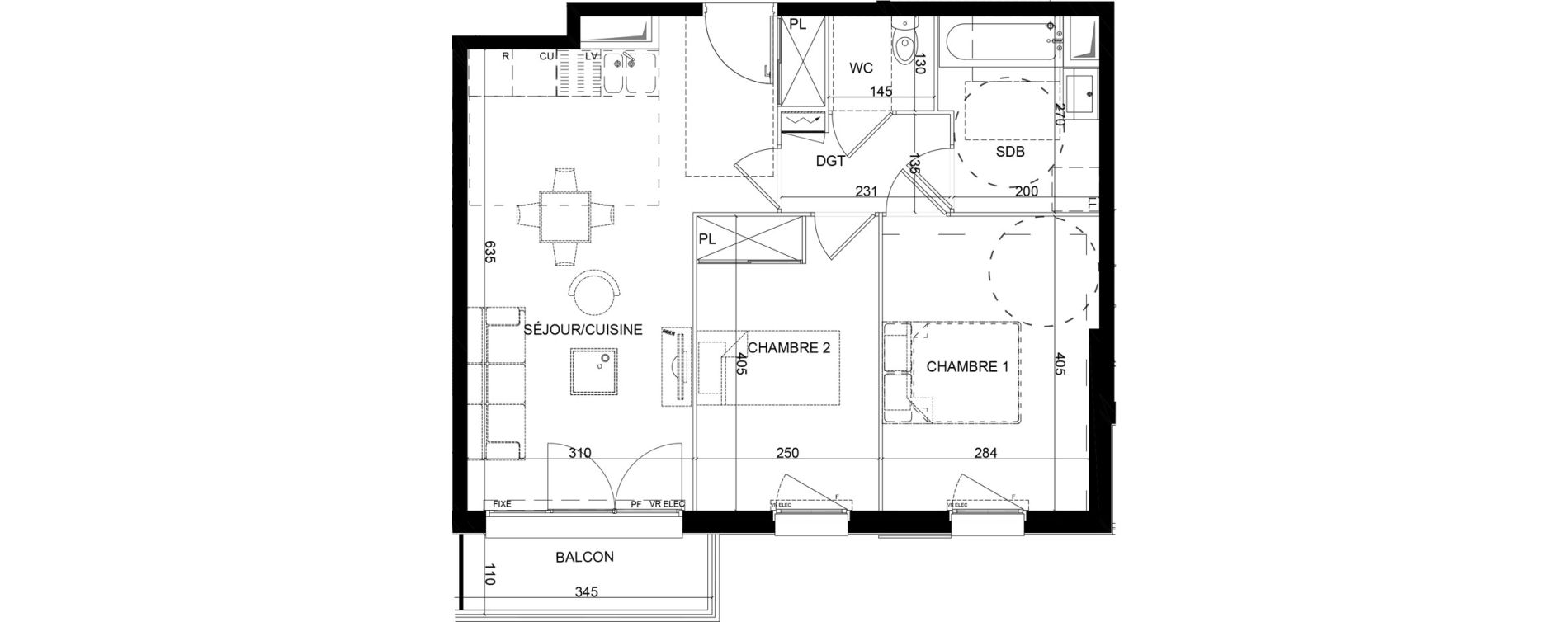 Appartement T3 de 55,85 m2 &agrave; Montlh&eacute;ry Centre