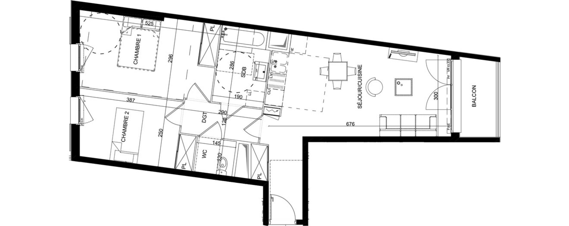 Appartement T3 de 63,00 m2 &agrave; Montlh&eacute;ry Centre