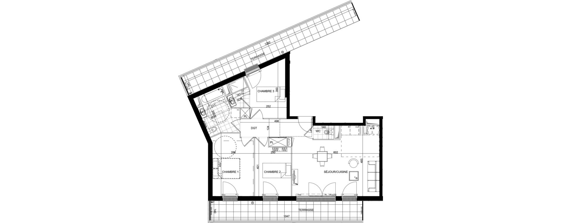 Appartement T4 de 74,05 m2 &agrave; Montlh&eacute;ry Centre