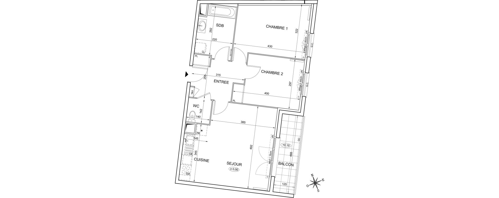 Appartement T3 de 62,56 m2 &agrave; Montlh&eacute;ry Centre